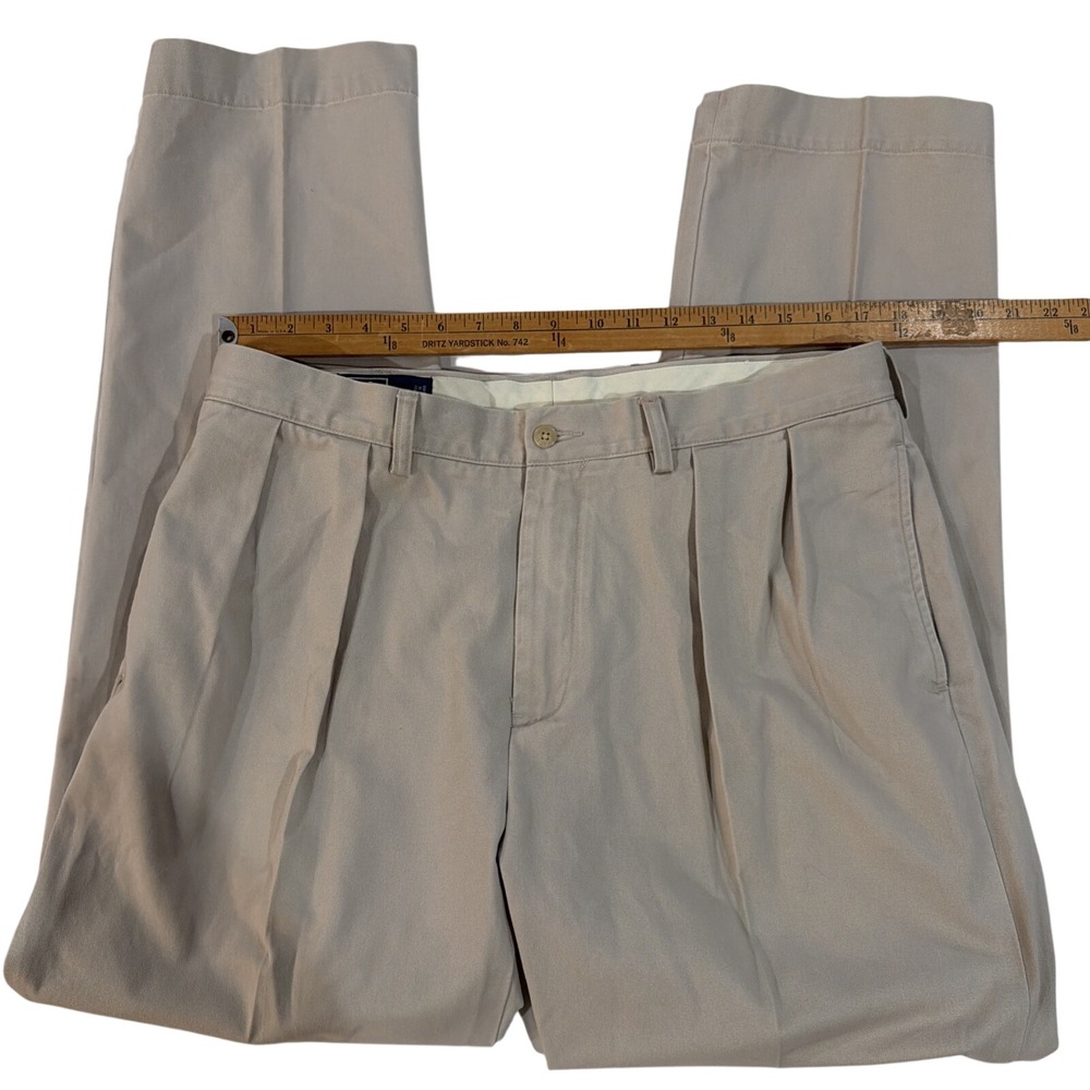 Polo Ralph Lauren Size 36/32 Khaki Chino Ethan Pants Pleated - Picture 1 of 6